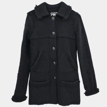 Pre Owned Chanel Black Wool Sport Line Jacket S