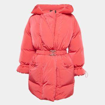 Pre Owned Chanel Pink Nylon Puffer Coat S
