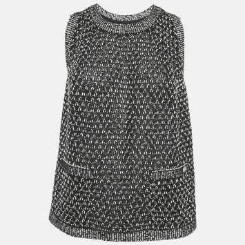 Pre Owned Chanel Black /White Knit Top XL