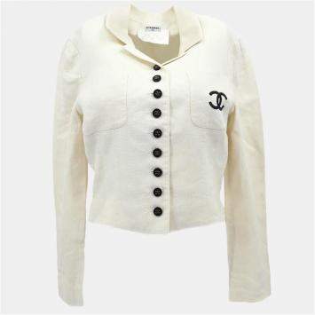 مملوكة مسبقًا Chanel Single Breasted Jacket White Size S