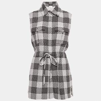 Pre Owned Chanel Black/White Tweed Jumpsuit S