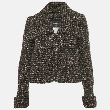 Pre Owned Chanel Multicolor Lurex Tweed Zip UP Jacket M