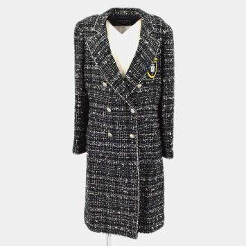 مملوكة مسبقًا Chanel Emblem Coat Black Tweed FR 40