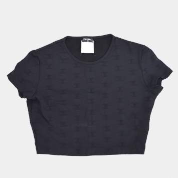 Pre Owned Chanel 97P Round Neck Short Sleeve T-Shirt Black M