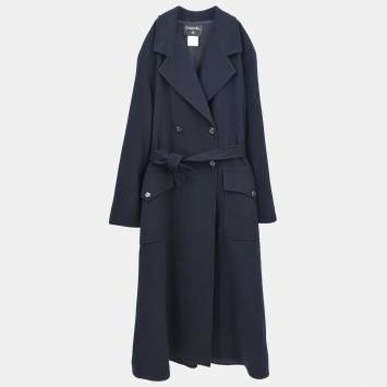 مملوكة مسبقًا Chanel Double Breasted Coat Black 98A #38