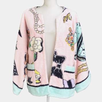 Pre Owned Chanel  Big Silhouette Front Opening Long Sleeve Cardigan Pink M