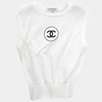 Pre Owned Chanel Sleeveless Tank Top White #38