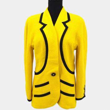 Pre Owned Chanel #42 Long Sleeve Jacket Yellow Black