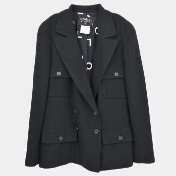 Pre Owned Chanel Double Breasted Jacket Black F 38