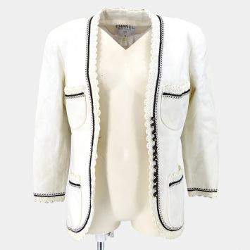 Pre Owned Chanel Collarless Jacket White  F 36