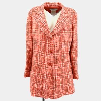 Pre Owned Chanel 97P Tweed Long Sleeve Jacket Red M