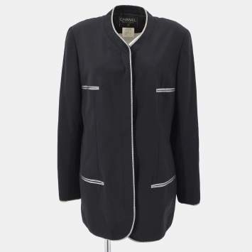 Pre Owned Chanel Wool Jacket Black 96P M