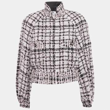 مملوكة مسبقًا Chanel Pink/Black Tweed Zip-Up Jacket M