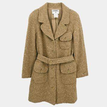 Pre Owned Chanel Single Breasted Coat Beige 01A M
