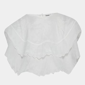 مملوكة مسبقًا Chanel White Embroidered Cotton Collar M