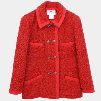 Pre Owned Chanel Double Breasted Jacket Red 97A Size M