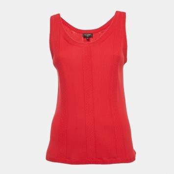 Pre Owned Chanel Pink Stretch Knit Tank Top XL