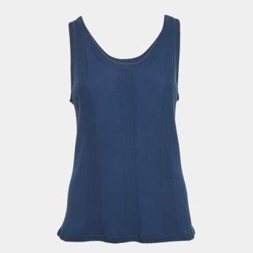 Pre Owned Chanel Blue Stretch Knit Tank Top XL