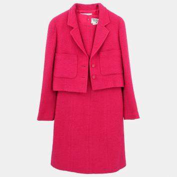 Pre Owned Chanel Setup Suit Jacket Sleeveless Dress Pink #36