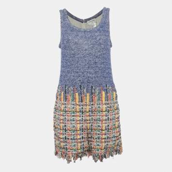 Pre Owned Chanel Multicolor Tweed Sleeveless Playsuit L