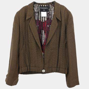 Pre Owned جاكيت شانيل بني بزر واحد 99P #34