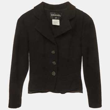مملوكة مسبقًا Chanel Black Tweed Button Detail Jacket S