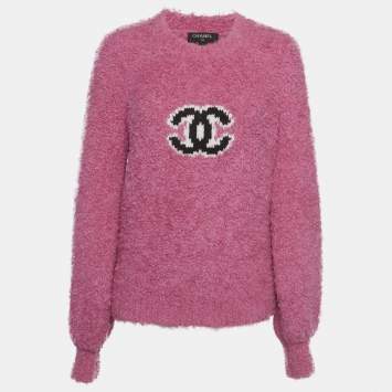 مملوكة مسبقًا كنزة شانيل بوكل CC وردي مقاس ميديوم (متوسط)