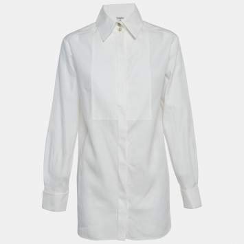 Pre Owned Chanel White Cotton Shirt Dress S