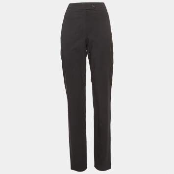 ممل وكة مسبقًا بنطلون شانيل أسود نسيج كريب رسمي مقاس كبير (لارج)