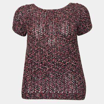 Pre Owned Chanel Knotted Knit Multicolor Top M