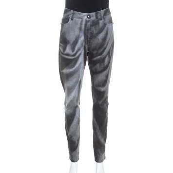 Pre Owned Chanel Grey Wash Effect Denim Regular Fit Jeans M