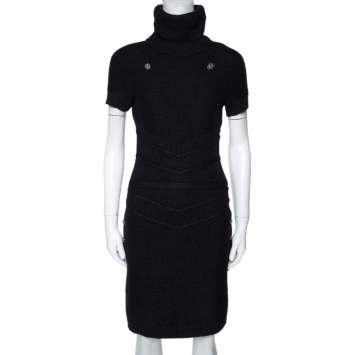 مملوكة مسبقًا Chanel Black Cashmere Blend Turtleneck Sweater Dress S