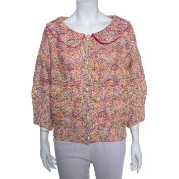 Pre Owned Chanel Multicolor Tweed  Sequin Embellished Button Front Jacket L