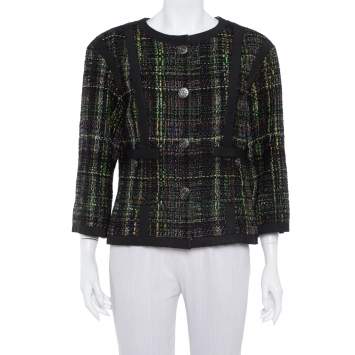 Pre Owned Chanel Multicolor Tweed Button Front Jacket L