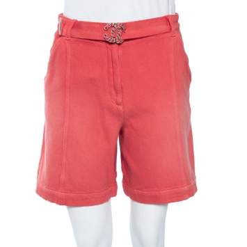 Pre Owned Chanel Pink Cotton Belted Shorts S