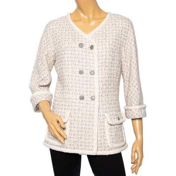 Pre Owned Chanel Multicolored Tweed Fantasy Double Breasted Jacket L