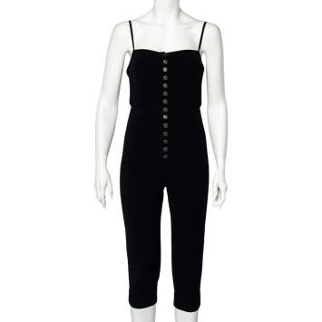 Pre Owned Chanel Black Knit Button Front Sleeveless Jumpsuit M