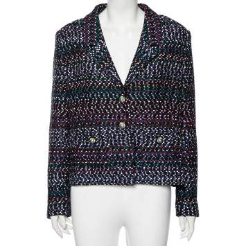 Pre Owned Chanel Multicolored Tweed Single Breasted Blazer XL