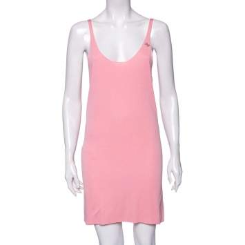 Pre Owned Chanel Pink Silk Knit Sleeveless Dress M