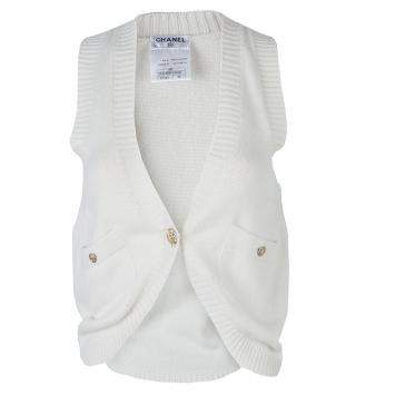 Pre Owned Chanel Cream Cashmere Vest S