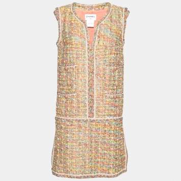 Pre Owned Chanel Multicolor Tweed Pocketed Sleeveless Short Dress M