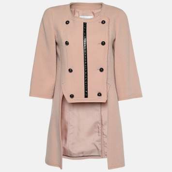 Pre Owned Chanel Salmon Pink Tweed Wool Tailcoat M