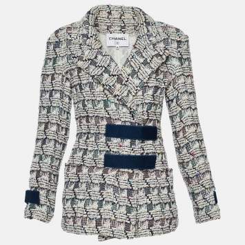 Pre Owned Chanel Multicolor Tweed Velcro Front Jacket M