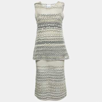 Pre Owned Chanel Metallic Knit Dress & Top Set M