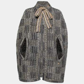 Pre Owned Chanel Multicolor Metallic Knit Poncho M