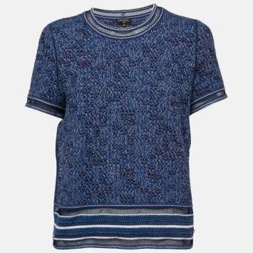 Pre Owned Chanel Blue Knit Top M