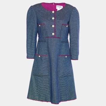 Pre Owned Chanel Multicolor Tweed Mini Dress L