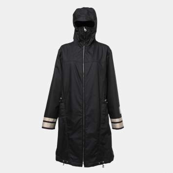 Pre Owned Chanel Vintage Black Canvas Hooded Zip-Up Jacket L