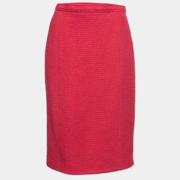 Pre Owned Chanel Boutique Vintage Pink Tweed Skirt M