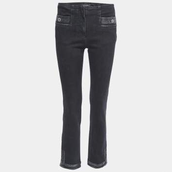 مملوكة مسبقًا Chanel Black/Grey Denim Mid-Rise Skinny Jeans M Waist 29"